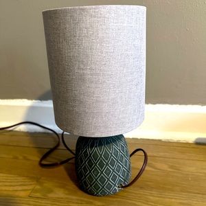 Small Ceramic Lamp with Shade for Nightstand or Coffee Table